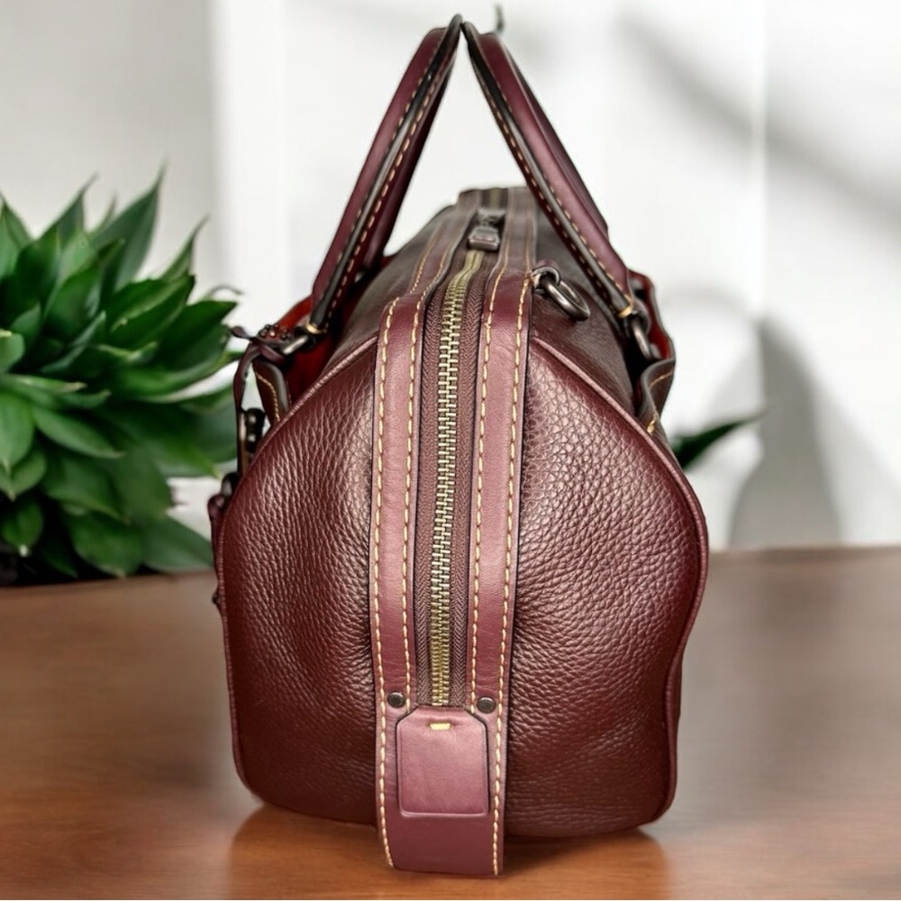 COACH OXBLOOD ROGUE SATCHEL BAG IN GLOVETANNED PEBBLE LEATHER SUEDE LINED FRENCH - Picture 4 of 16
